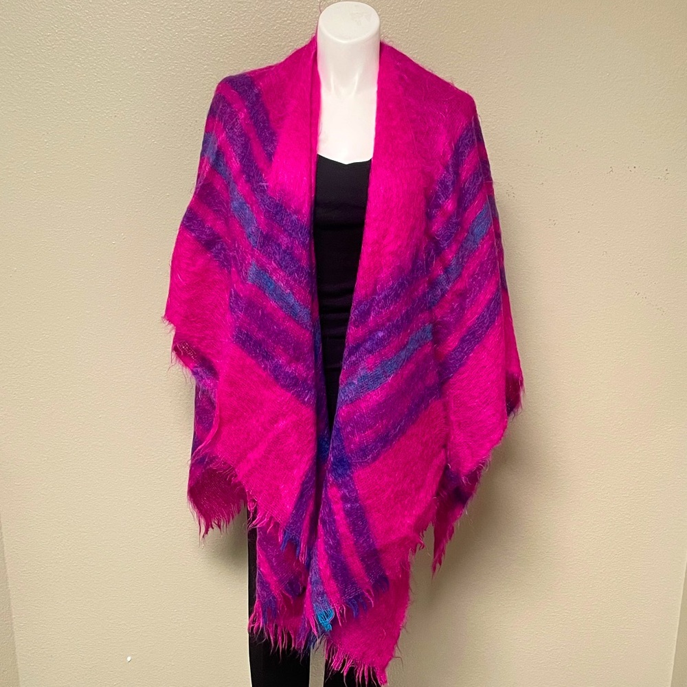 SHARON BURCH Dallas Mohair Pink/Blue Vintage Wrap